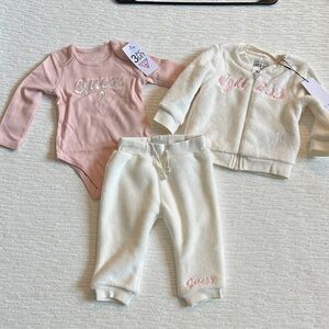 Guess Pink and Cream Baby Outfit 3 Pc Set NWT
